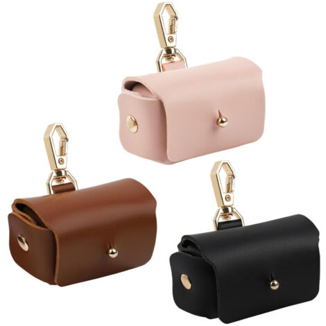 Boîte de présentation de bijoux en cuir 3 pièces, boîte de présentation de bagues de couple avec boucle suspendue, noir marron rose (1/3)