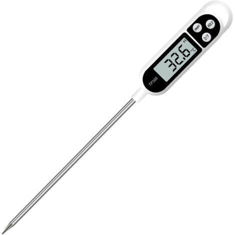 Thermomètre de cuisine numérique Thermomètre domestique Thermomètre de four Thermomètre de cuisson, sonde longue, protection contre la corrosion, ° C / ° F commutable pour cuisine, grill / ba (1/5)