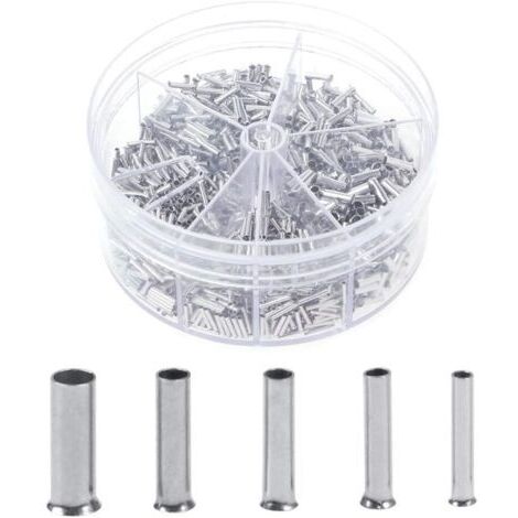 Distributeur d'embouts de câble, non isolé, jeu d'embouts de câble, assortiment de gaines de câble 0,5/0,75/1,0/1,5/2,5 mm² 1900 pièces (1/4)