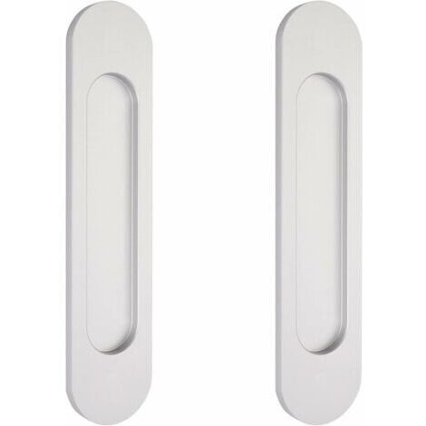 2 poignées de porte coulissantes ovales argentées de 15 cm autocollantes, poignées de porte affleurantes en aluminium, pour portes de grange coulissantes, fenêtres et placards sans perçage (1/5)