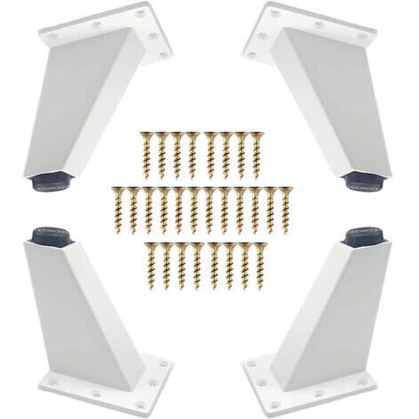 Lot de 4 Pieds de Meuble Réglables de 8cm - Pieds Triangulaires avec Vis pour Canapé, Armoires, Tables - Blanc (1/5)