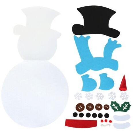 Bonhomme de neige en feutre pour enfants, cadeaux pour enfants, bricolage, ornement de nol détachable, jeux muraux suspendus pour décorations de nol, écharpe bleue (1/4)