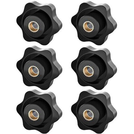 Bouton de Serrage M8, Ecrou Étoile, Bouton de Serrage à Filetage Moleté, Écrou De Serrage M8, Étoile Tête Écrous De Serrage Bouton,pour les Mécaniques, Mobilier, Équipements Électroniques, 6 Pack