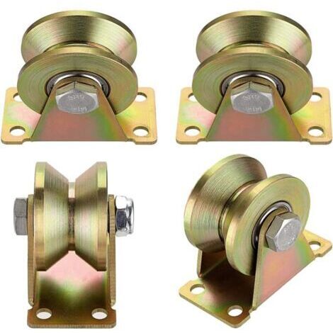 4 Pcs poulie de levage,Poulie Simple pour de Levage Mouflage,Rail Roulette Portail Coulissan,Roulette à rainure en V,Pour cordes cordes en acier etc (1/5)