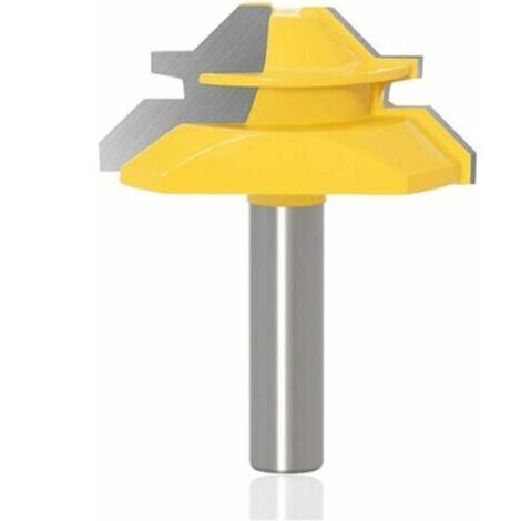 8mm 45 Degrés Verrouillage Lock Mitre Routeur Bit Fraise à Rainurer Pour Coupe-Bois 51mm Diamètre Coupe Jaune (1/4)