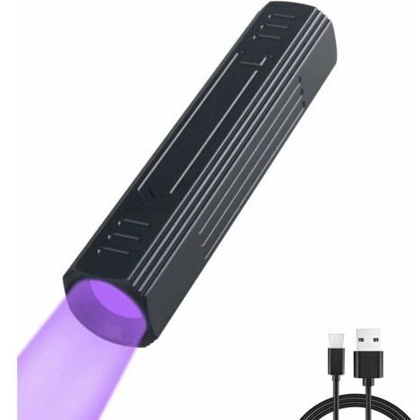 Lampe Torche UV 365nm Rechargeable, Ultraviolette Lampe de Poche avec Filtre Noir Blacklight pour Durcissement de la Résine/Fuite d'huile Roches/Minéral, Enlé