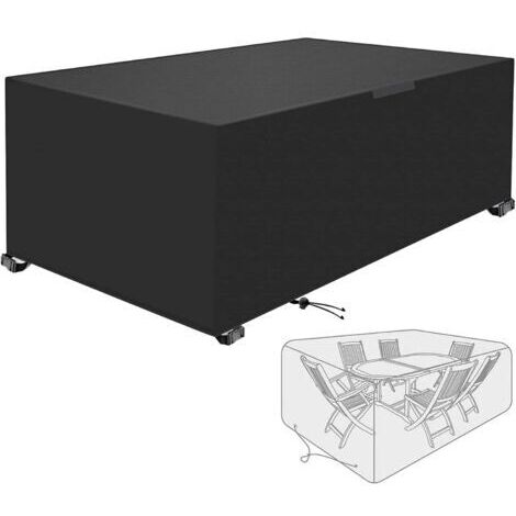 Housse de protection rectangulaire pour meubles de jardin, housse de table de jardin en tissu Oxford d'hiver imperméable, ensemble de chaises et de meubles - 170 x 94 x 70 cm (1/4)