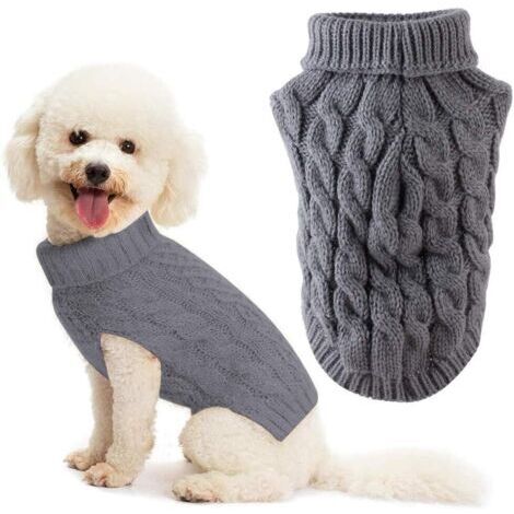 Pull-Overs pour Chiens, Pull pour Chien, Pull pour Chien Moyen, Pull d'hiver pour Chien, pour Animaux domestiques Temps Froid Manteaux vêtements de Mode col roulé Tricot Tricots Outwear (L) (1/4)