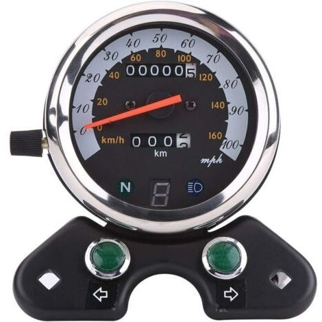 Compteur de vitesse de moto à jauge numérique, tachymètre de moto universel double odomètre compteur de vitesse compteur de vitesse affichage numérique (1/4)