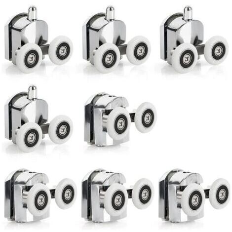 8 Roulettes de Porte de douche coulissante en alliage de Zinc, roulettes de remplacement de 25mm de diamètre, doubles roues pour salle de bain (1/5)