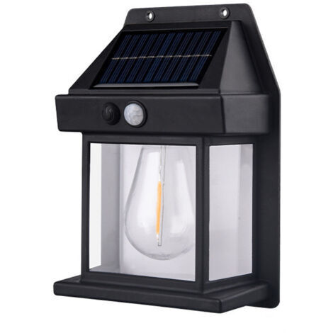 Lampes solaires d'extérieur, du crépuscule à l'aube, capteur de mouvement, 3 modes d'éclairage, lanterne murale de sécurité solaire étanche, luminaires pour jardin, cour, patio, clôture, décoration ex (1/5)