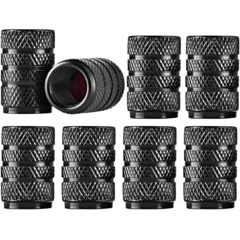 Capuchons de Valve - Lot de 8 pour Pneus de Voiture, Couvre-Valves, Capsules de Valve pour Automobiles, SUV, Motos, Vélos(Noir) (1/4)