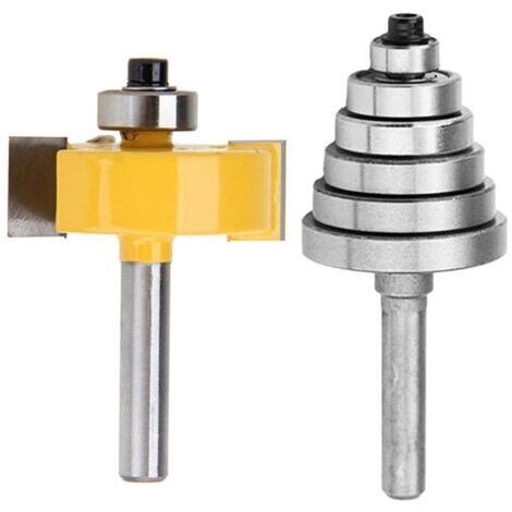 Fraise à feuillure à queue de 6,35 mm avec jeu de 6 roulements 1/8", 1/4", 5/16", 3/8", 7/16", 1/2" (1/4)
