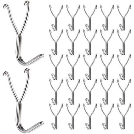 Lot de 50 crochets en acier inoxydable pour panneau perforé de 20 mm pour rangement de cuisine, garage, accessoires, outils d'établi, fournitures d'artisanat (1/5)