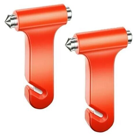 Marteau de sécurité de voiture, lot de 2 outils d'évacuation d'urgence pour fenêtre de voiture, marteau brise-vitre 2 en 1 et coupe (1/5)