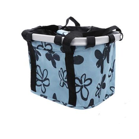 Panier de vélo pliable, panier de guidon de vélo amovible, porte-panier en toile avant de vélo, chariot pour animaux de compagnie facile à installer pour pique-nique, shopping, petits animaux de compa (1/4)