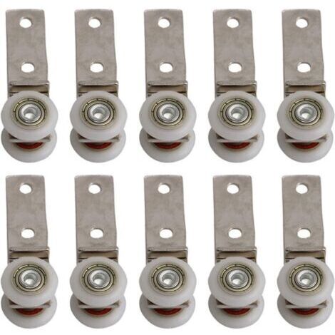 6,5 x 1,9 cm Coude de conduit en métal Roulement Bloc de poulie avec deux Plastique de roue pour porte coulissante fenêtre Cabinet (1/5)