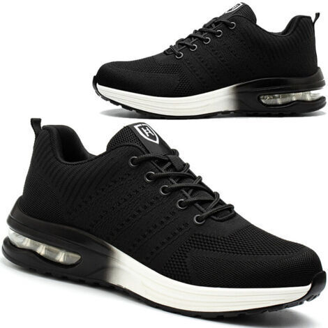 Chaussures de sécuritéChaussures de Sécurité Hommes Femmes Légère Basket de Sécurité Respirante Confortable Chaussure de Travail avec Embout en Acier Noir-Blanc Taille 38 (1/5)
