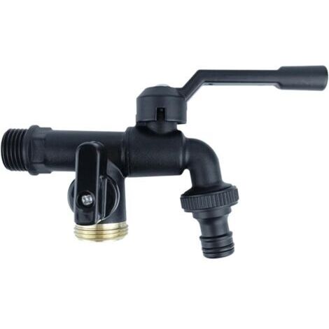Nez de robinet,Robinet d'extérieur en cuivre Outils de Jardin extérieur à Double Sortie Bibcocks de 1/2 po - Séparateur de Tuyau d'arrosage séparateur de Robinet Robuste,Double Tête 4 Points D'une Té (1/5)