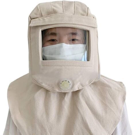 Visière de protection,Masque de protection contre le vent et le sable Masque de capuchon de tête de pulvérisation de peinture de sablage anti-poussière anti-éclaboussures Visière de protection (1/5)