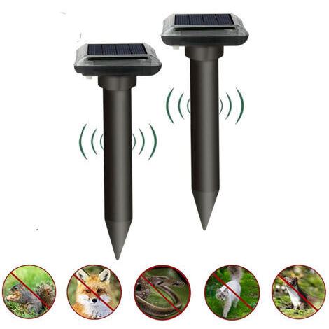 Lot de 2 répulsifs anti-rats répulsifs solaires à ultrasons pour animaux en plein air (1/5)