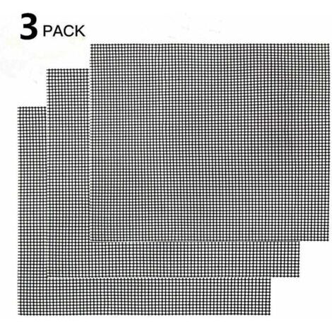 Grille de barbecue,Grille Barbecue Tapis de Cuisson Antiadhésif 3 Pièces - Feuille de Cuisson Réutilisable Résistante à la Chaleur de Gril, pour Le Barbecue D'intérieur et Extérieur (Noir, 42 (1/4)
