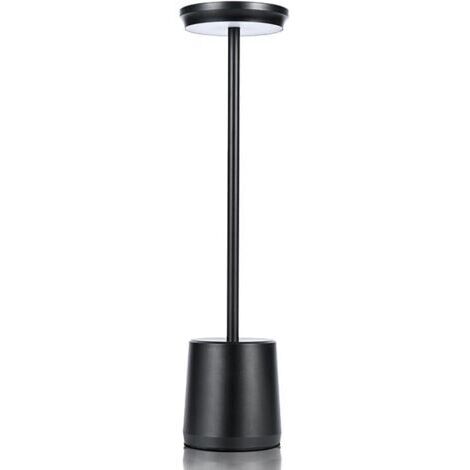 Lampe de bureau sans fil en métal, lampe de table LED portable avec capteur tactile, lampe rechargeable en aluminium 3 couleurs, lampe de luminosité à 3 niveaux, veilleuse, lampe de chevet, lampe de s (1/5)
