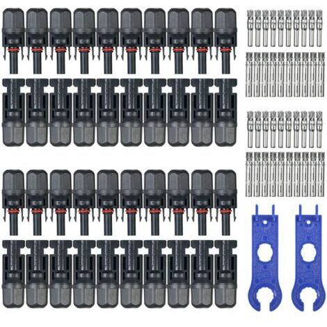 20 Paires de connecteurs de câble de Panneau Solaire mâle/Femelle avec Outil d'assemblage de clé pour système PV Home (1/5)