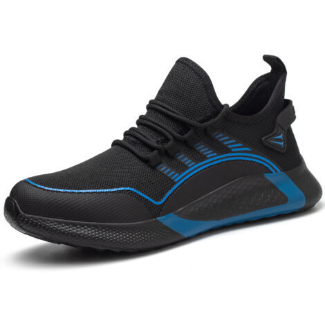 Chaussures de sécurité pour hommes et femmes, antichocs, antiperforation, respirantes et légères, chaussures de travail à embout en acier Blue Taille 47 (1/5)