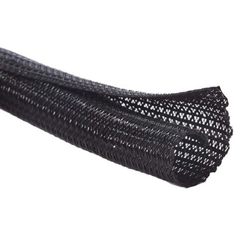 13mm-100m Gaine Câble Tressée Extensible Fil Rangement Câble Protege Câble pour Câbles Automobiles Fils - Noir (1/5)