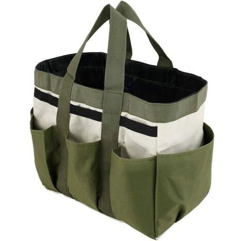 Sac de rangement pour outils de jardin, cabas à 8 poches, robuste, en tissu Oxford, idéal pour l'intérieur et l'extérieur. Cadeau parfait pour hommes et femmes. (1/5)