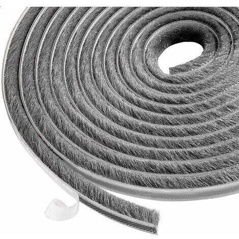 Joint de porte et fenêtre 10m bande de brosse, Joint brosse adhésif autocollante coupe-vent et anti-poussière pour fenêtres et portes mobiles, Largeur 9mm x Hauteur 9mm(Girs) (1/5)