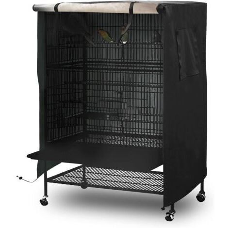 Grande housse de protection pour cage à oiseaux - Résistante aux intempéries(600D) - Protection solaire - Universelle pour cage à oiseaux Noir 130x96x59cm (1/5)