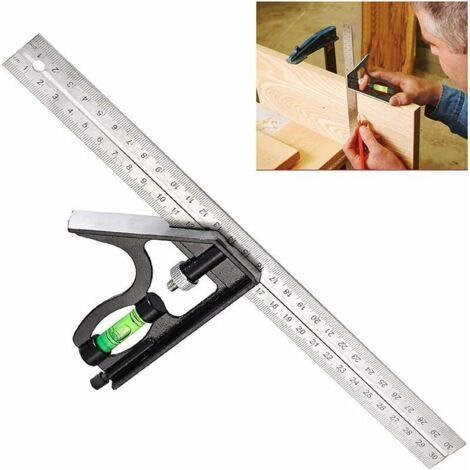 Équerre Combinée Square Règle d'angle de Réglable Carré d'angle Inoxydable avec- Outil de Mesure Professionnel, pour Ingénieur Carpenter (1/5)