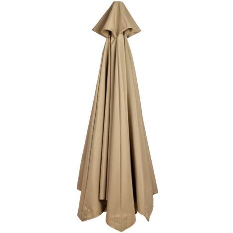 Housse de parasol 300 cm Toile de remplacement imperméable et résistante aux UV Compatible 6 baleines Couleur tan (1/5)