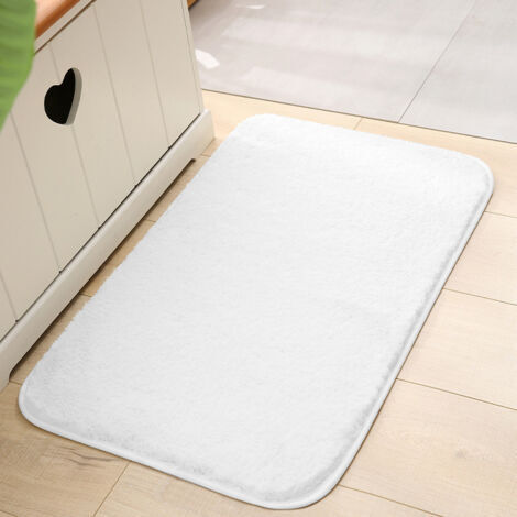 Tapis de Bain Antidérapant Extra Epais Tapis de Absorbant Douche Microfibre de pour Salle de Bain(blanc, 50x 80cm) (1/4)