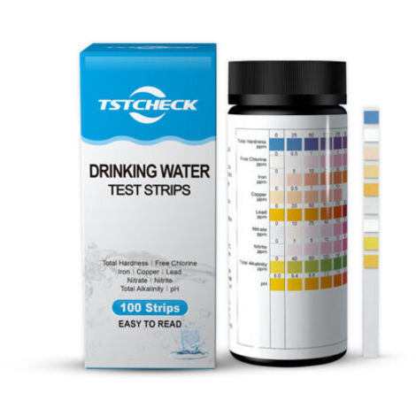 Bandelettes de test pour piscine et spa – Lot de 100 bandelettes, test pH, chlore, brome, dureté et plus encore, test précis 9 en 1 de l'eau de piscine