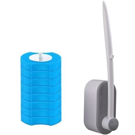 Brosse de Toilette Murale Brosse de Cuvette de Toilette en Plastique avec Support Brosse de Toilette jetable remplaçable pour Le Nettoyage de la Salle de Bain (1/5)