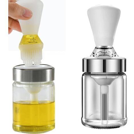 Distributeur de bouteille d'huile d'olive 2 en 1, Bouteille d'huile en verre Avec Pinceau à Badigeonner, pour Griller, Griller du Poisson, Cuisine Cuisson Barbecue Badigeonner Pâtisserie (1/5)