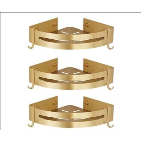 Étagère Douche Sans Perçage Etagere Angle Salle de BainTablette Salle de Bain Starlight (Or Sable Brillant,3 Niveaux)