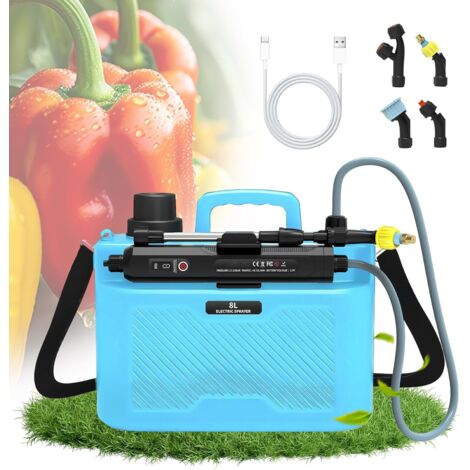 Pulvérisateur Électrique de Jardin 8L avec 4 Buses Réglables,Portable Pulverisateur a Pression Rechargeable pour Jardin,Traitement des Plantes,3 Vitesses de Pulverisation et Canne Telescopique (1/5)
