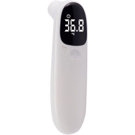 [JAMAIS UTILISÉ]Thermomètre frontal et auriculaire , thermomètre numérique sans contact, thermomètre infrarouge avec écran LCD, thermomètre de fièvre pour bébés, enfants, adultes et objets (blanc) (1/4)