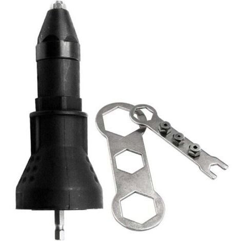 [JAMAIS UTILISÉ]Pistolet à riveter électrique , perceuse, riveteuse, adaptateur, accessoires, noir (1/4)