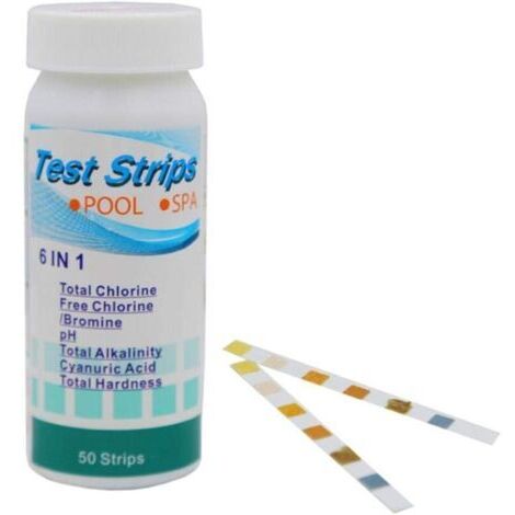 [JAMAIS UTILISÉ]50pcs 6-in-1 Swimming Pool Test Paper Residual Chlorine pH Alkalinity Hardness Test Strips Exceptional Bronze Acid (1/4)