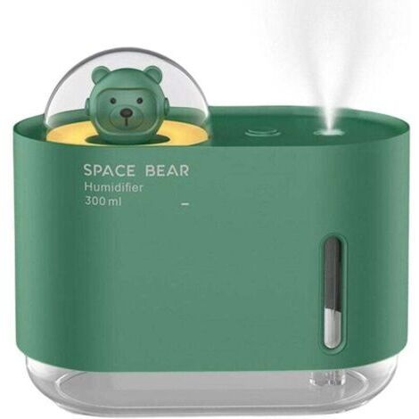 [JAMAIS UTILISÉ]Humidificateur Space Bear, 300 ml, brume fraîche pour chambre de bébé, arrêt automatique, veilleuse, interface USB, vert (1/4)