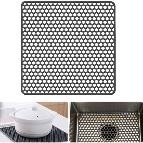 [JAMAIS UTILISÉ]Tapis d'évier en silicone Grille de cuisine pour éviers de ferme en acier inoxydable ou en porcelaine 34 cm x 34 cm (1/5)