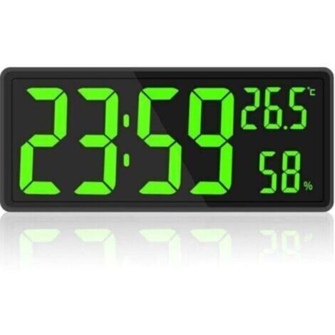 [JAMAIS UTILISÉ]Horloge numérique grand écran - Grande horloge murale numérique avec température et humidité - Horloge murale numérique avec chiffres LED pour chambre - Bureau - Lecture claire pour le (1/4)