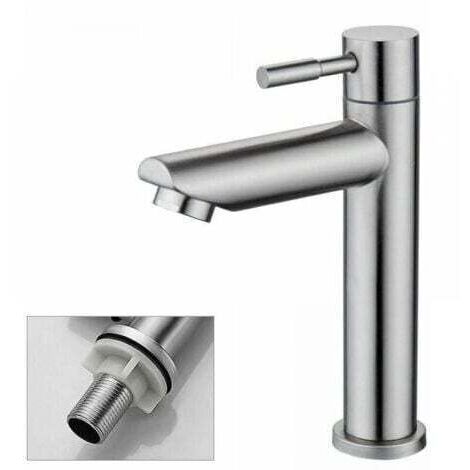 Robinet de salle de bains 1 pièce, robinet d'évier d'eau froide uniquement, robinet de lavage à la main en cuivre chromé durable-robinet lavabo vasque (1/3)