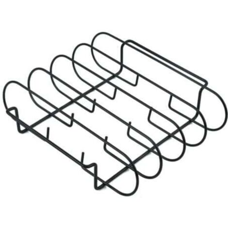 (Noir)Support à Côtes Barbecue,BBQ Rib Rack Support,Support pour Côtes Barbecue Métal,Support de Côtes Griller Fumer,Support de Poulet à Griller,pour Griller Steaks,Côtes Levées,Poulet Grillé (1/5)