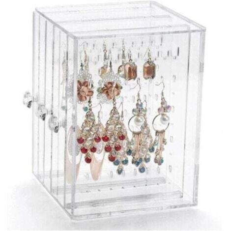 Support de Boucle d'oreille Acrylique Boucle d'oreille en Présentoir Rangement Boucles Doreilles Porte Boucles d'oreilles Boîte de Rangement avec 3 Tiroir Vertical pour Femmes (1/5)